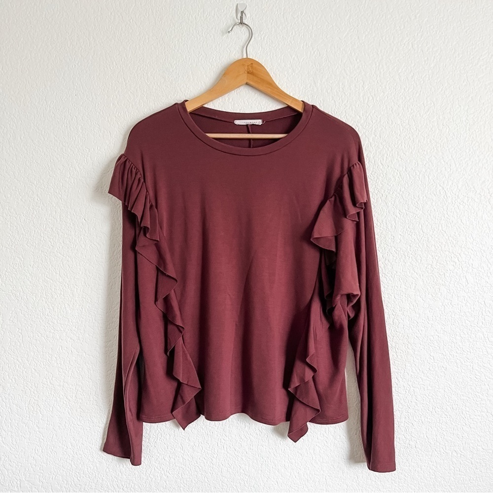 Wasabi + Mint Size Large Ruffle Long Sleeve Blouse
